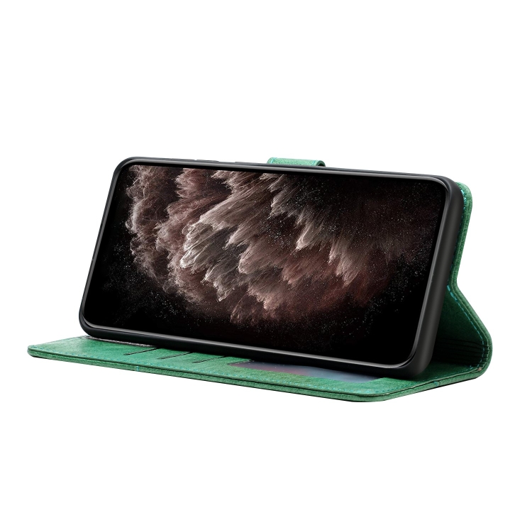 For iPhone 13 mini Beauty Girl Embossing Pattern Horizontal Flip Leather Case with Holder & Card Slot & Wallet & Photo Frame (Green)
