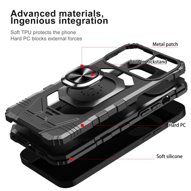 For iPhone 13 Pro 10 PCS Armor Magnetic PC + TPU Shockproof Case with 360 Degree Rotation Ring Holder (Black) For iPhone 13 Pro 10 PCS Armor Magnetic PC + TPU Shockproof Case with 360 Degree Rotation Ring Holder (Black)