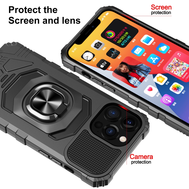 For iPhone 13 Pro 10 PCS Armor Magnetic PC + TPU Shockproof Case with 360 Degree Rotation Ring Holder (Black) For iPhone 13 Pro 10 PCS Armor Magnetic PC + TPU Shockproof Case with 360 Degree Rotation Ring Holder (Black)