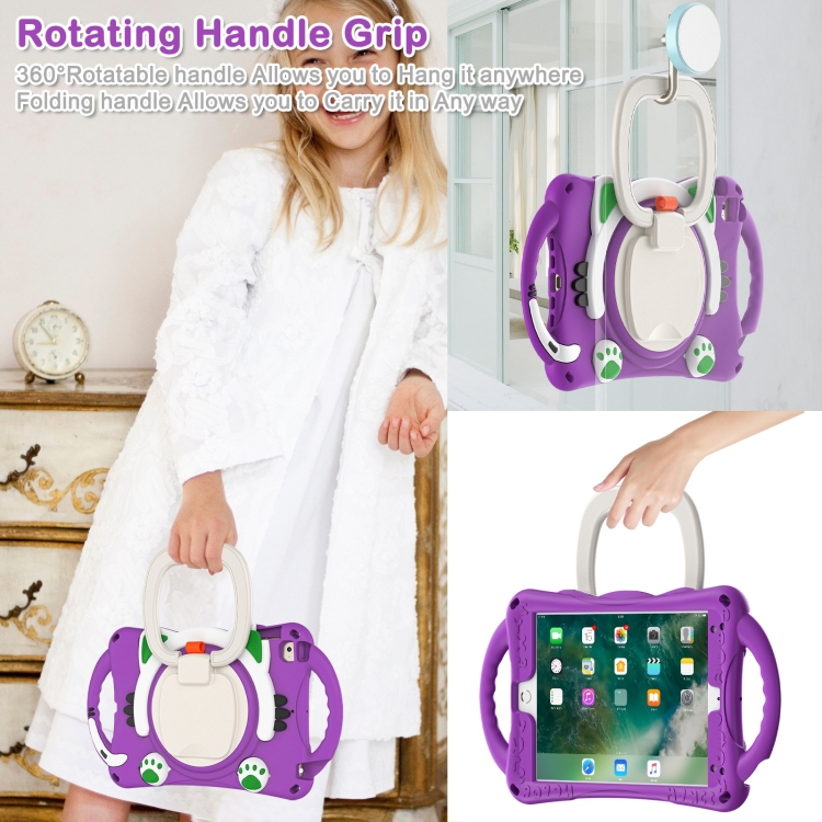 Cute Cat King Kids Shockproof Silicone Tablet Case with Holder & Shoulder Strap & Handle For iPad mini 2019 / 4 / 3 / 2 / 1(Purple) Cute Cat King Kids Shockproof Silicone Tablet Case with Holder & Shoulder Strap & Handle For iPad mini 2019 / 4 / 3 / 2 / 1(Purple)