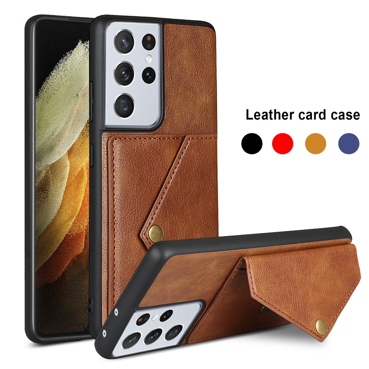 For Samsung Galaxy S21 Ultra 5G Litchi Texture Silicone + PC + PU Leather Back Cover Shockproof Case with Card Slot(Brown) For Samsung Galaxy S21 Ultra 5G Litchi Texture Silicone + PC + PU Leather Back Cover Shockproof Case with Card Slot(Brown)