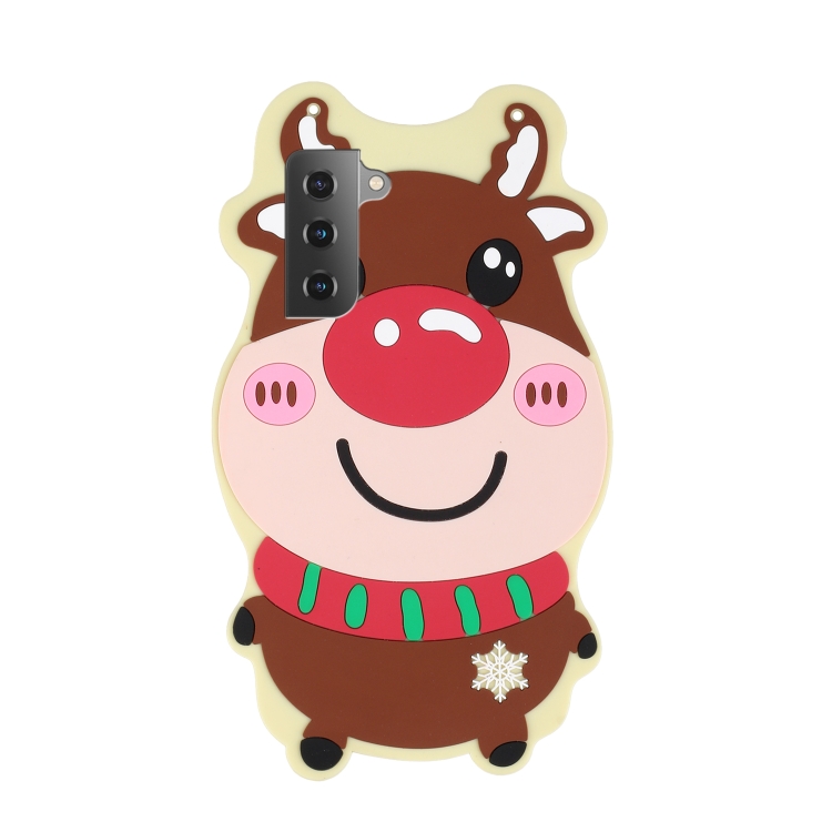 For Samsung Galaxy S21+ 5G Christmas Series Silicone Shockproof Case with Neck Lanyard(Elk) For Samsung Galaxy S21+ 5G Christmas Series Silicone Shockproof Case with Neck Lanyard(Elk)
