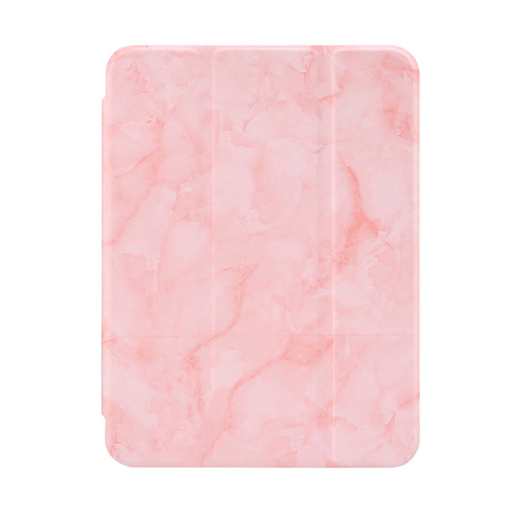 For iPad mini 6 / mini 2024 Marble Texture Smart Leather Tablet Case with 3-Folding Holder & Pen Slot(Pink) For iPad mini 6 / mini 2024 Marble Texture Smart Leather Tablet Case with 3-Folding Holder & Pen Slot(Pink)