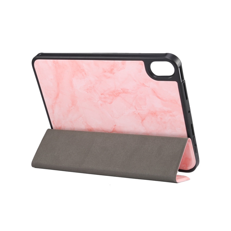 For iPad mini 6 / mini 2024 Marble Texture Smart Leather Tablet Case with 3-Folding Holder & Pen Slot(Pink) For iPad mini 6 / mini 2024 Marble Texture Smart Leather Tablet Case with 3-Folding Holder & Pen Slot(Pink)