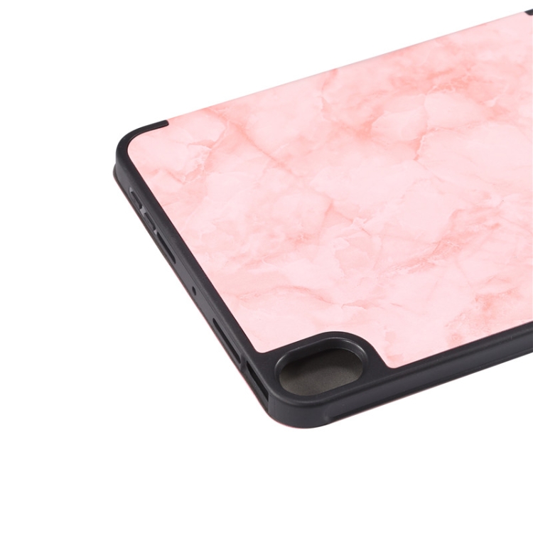 For iPad mini 6 / mini 2024 Marble Texture Smart Leather Tablet Case with 3-Folding Holder & Pen Slot(Pink) For iPad mini 6 / mini 2024 Marble Texture Smart Leather Tablet Case with 3-Folding Holder & Pen Slot(Pink)