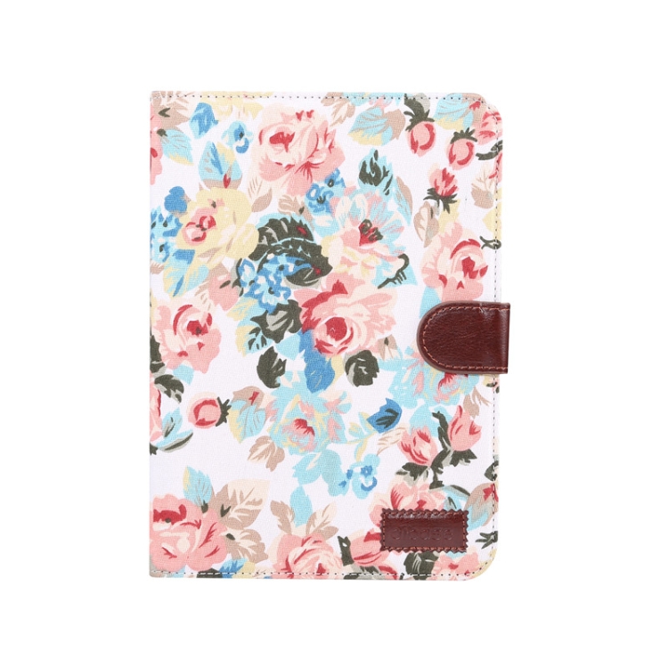 For iPad mini 6 / mini 2024 Flowers Cloth Smart Leather Tablet Case(White) For iPad mini 6 / mini 2024 Flowers Cloth Smart Leather Tablet Case(White)