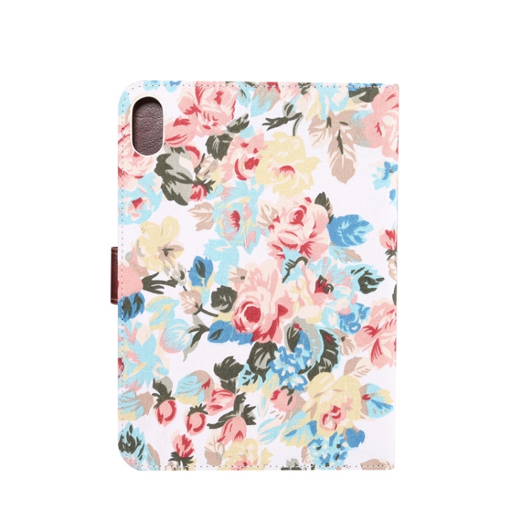 For iPad mini 6 / mini 2024 Flowers Cloth Smart Leather Tablet Case(White) For iPad mini 6 / mini 2024 Flowers Cloth Smart Leather Tablet Case(White)