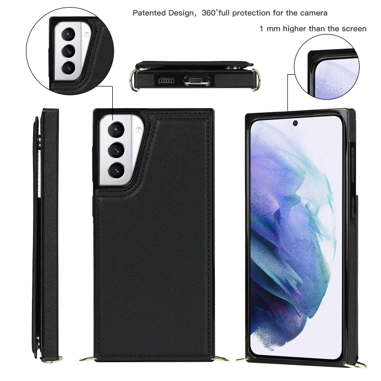 For Samsung Galaxy S21+ 5G Cross-body Square Double Buckle Flip Card Bag TPU+PU Case with Card Slots & Wallet & Photo & Strap(Black) For Samsung Galaxy S21+ 5G Cross-body Square Double Buckle Flip Card Bag TPU+PU Case with Card Slots & Wallet & Photo & Strap(Black)