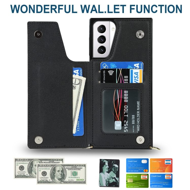 For Samsung Galaxy S21+ 5G Cross-body Square Double Buckle Flip Card Bag TPU+PU Case with Card Slots & Wallet & Photo & Strap(Black) For Samsung Galaxy S21+ 5G Cross-body Square Double Buckle Flip Card Bag TPU+PU Case with Card Slots & Wallet & Photo & Strap(Black)