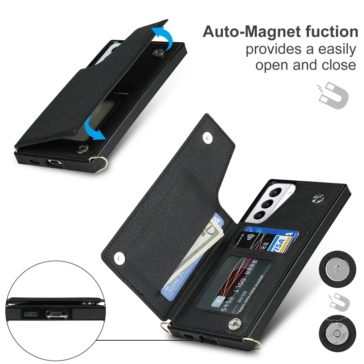 For Samsung Galaxy S21+ 5G Cross-body Square Double Buckle Flip Card Bag TPU+PU Case with Card Slots & Wallet & Photo & Strap(Black) For Samsung Galaxy S21+ 5G Cross-body Square Double Buckle Flip Card Bag TPU+PU Case with Card Slots & Wallet & Photo & Strap(Black)