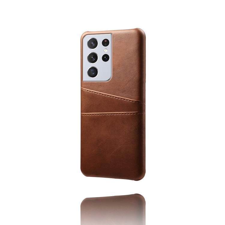 For Samsung Galaxy S21 Ultra 5G Calf Texture PC + PU Leather Back Cover Shockproof Case with Dual Card Slots(Brown) For Samsung Galaxy S21 Ultra 5G Calf Texture PC + PU Leather Back Cover Shockproof Case with Dual Card Slots(Brown)