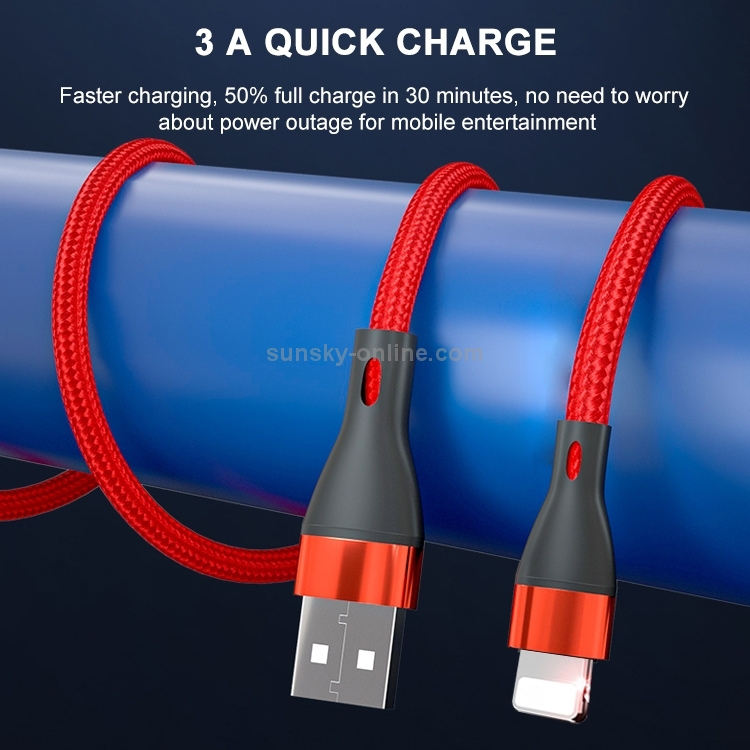 ADC-001 3A USB to 8 Pin Weave Fast Charging Data Cable, Length:1m(Black) ADC-001 3A USB to 8 Pin Weave Fast Charging Data Cable, Length:1m(Black)