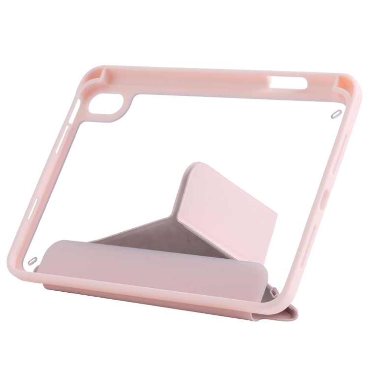 For iPad mini 2024 / mini 6 Deformation Transparent Acrylic Horizontal Flip PU Leather Tablet Case with Multi-folding Holder & Sleep / Wake-up Function & Pen Slot(Pink) For iPad mini 2024 / mini 6 Deformation Transparent Acrylic Horizontal Flip PU Leather Tablet Case with Multi-folding Holder & Sleep / Wake-up Function & Pen Slot(Pink)