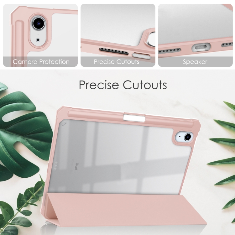 For iPad mini 6 / mini 2024 Tri-folding Acrylic TPU Smart Leather Tablet Case with Holder & Pen Slot(Rose Gold) For iPad mini 6 / mini 2024 Tri-folding Acrylic TPU Smart Leather Tablet Case with Holder & Pen Slot(Rose Gold)