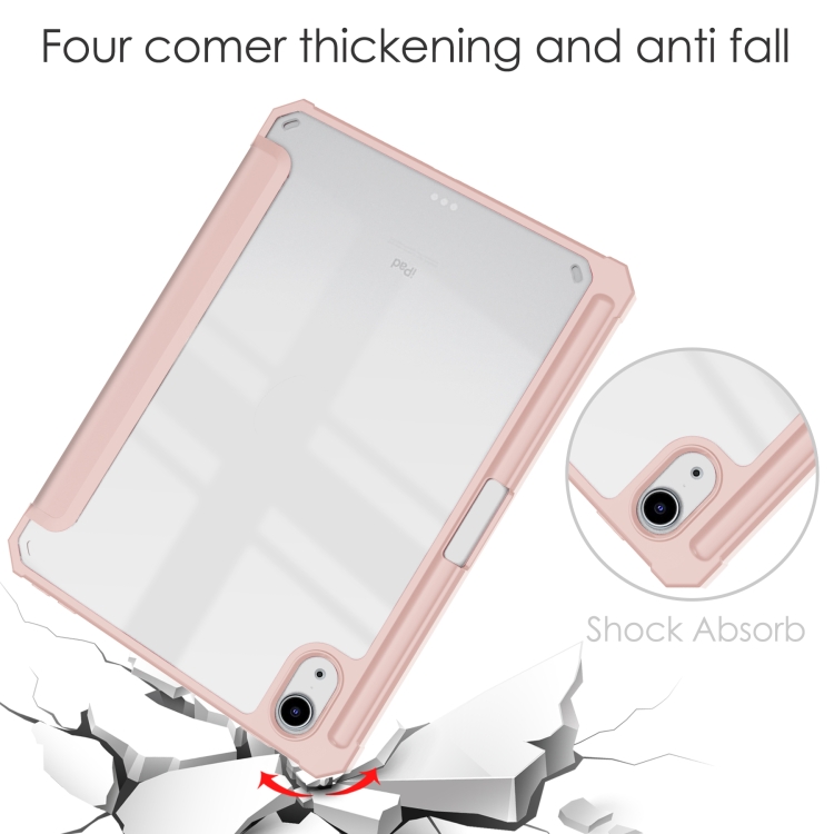 For iPad mini 6 / mini 2024 Tri-folding Acrylic TPU Smart Leather Tablet Case with Holder & Pen Slot(Rose Gold) For iPad mini 6 / mini 2024 Tri-folding Acrylic TPU Smart Leather Tablet Case with Holder & Pen Slot(Rose Gold)