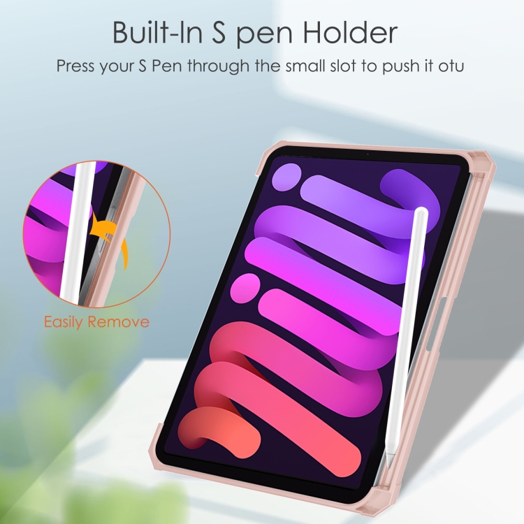 For iPad mini 6 / mini 2024 Tri-folding Acrylic TPU Smart Leather Tablet Case with Holder & Pen Slot(Rose Gold) For iPad mini 6 / mini 2024 Tri-folding Acrylic TPU Smart Leather Tablet Case with Holder & Pen Slot(Rose Gold)