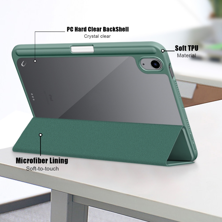 For iPad mini 6 Solid Color TPU + Acrylic Horizontal Flip Leather Tablet Case with Three-folding Holder & Sleep / Wake-up Function & Pen Slot(Dark Green) For iPad mini 6 Solid Color TPU + Acrylic Horizontal Flip Leather Tablet Case with Three-folding Holder & Sleep / Wake-up Function & Pen Slot(Dark Green)