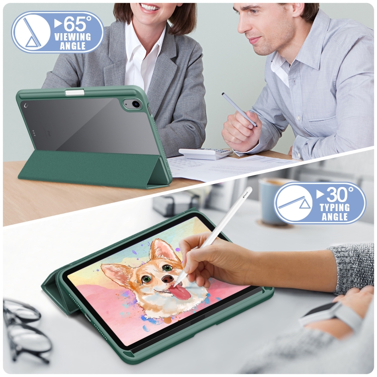 For iPad mini 6 Solid Color TPU + Acrylic Horizontal Flip Leather Tablet Case with Three-folding Holder & Sleep / Wake-up Function & Pen Slot(Dark Green) For iPad mini 6 Solid Color TPU + Acrylic Horizontal Flip Leather Tablet Case with Three-folding Holder & Sleep / Wake-up Function & Pen Slot(Dark Green)