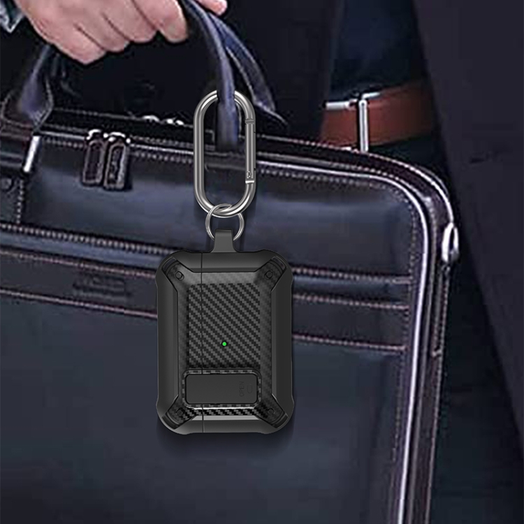 Wireless Earphones Shockproof Bumblebee Carbon Fiber Protective Case with Switch For AirPods Pro(Black)