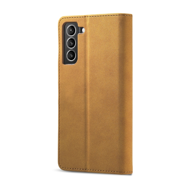 For Samsung Galaxy S21 Ultra 5G Frosted Anti-theft Brush Horizontal Flip Leather Case with Holder & Card Slots & Wallet(Yellow) For Samsung Galaxy S21 Ultra 5G Frosted Anti-theft Brush Horizontal Flip Leather Case with Holder & Card Slots & Wallet(Yellow)