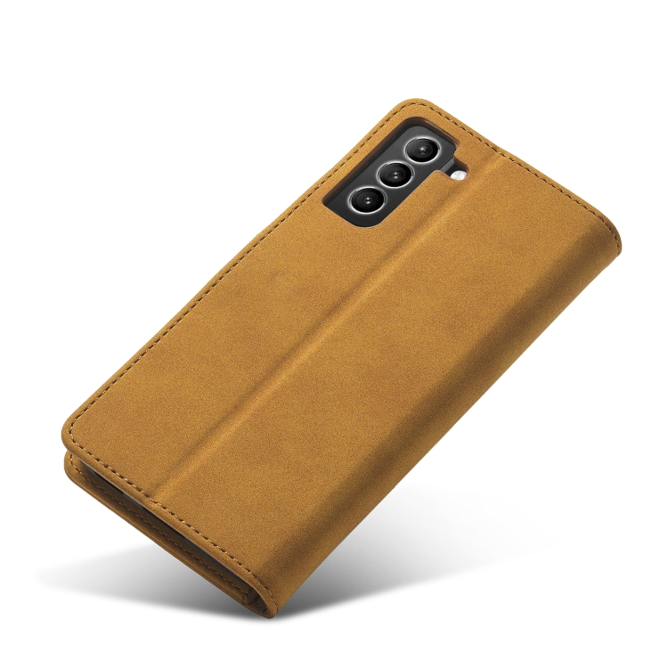 For Samsung Galaxy S21 Ultra 5G Frosted Anti-theft Brush Horizontal Flip Leather Case with Holder & Card Slots & Wallet(Yellow) For Samsung Galaxy S21 Ultra 5G Frosted Anti-theft Brush Horizontal Flip Leather Case with Holder & Card Slots & Wallet(Yellow)