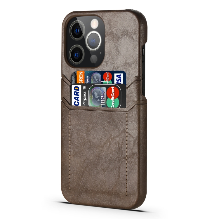 For iPhone 13 mini Calf Texture PU + PC Protective Case with Card Slots (Coffee) For iPhone 13 mini Calf Texture PU + PC Protective Case with Card Slots (Coffee)