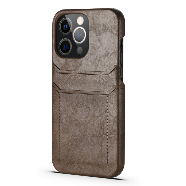For iPhone 13 mini Calf Texture PU + PC Protective Case with Card Slots (Coffee) For iPhone 13 mini Calf Texture PU + PC Protective Case with Card Slots (Coffee)