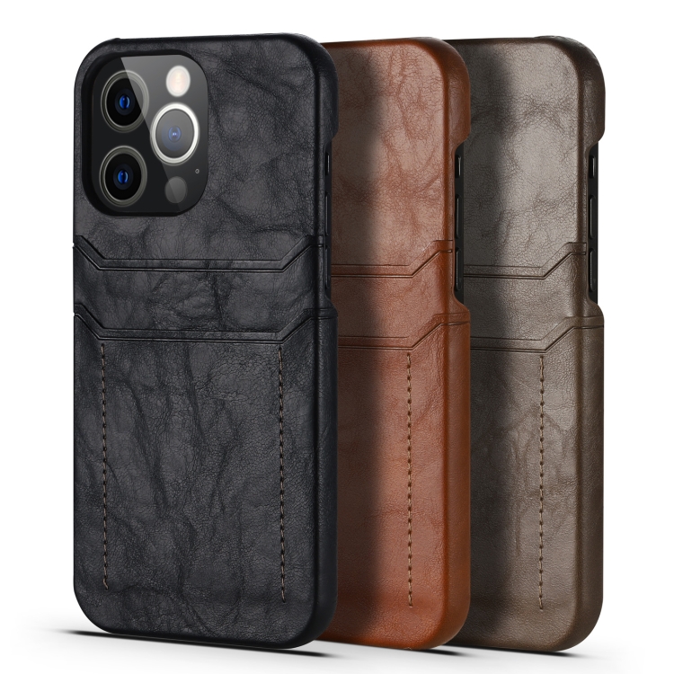 For iPhone 13 mini Calf Texture PU + PC Protective Case with Card Slots (Coffee) For iPhone 13 mini Calf Texture PU + PC Protective Case with Card Slots (Coffee)