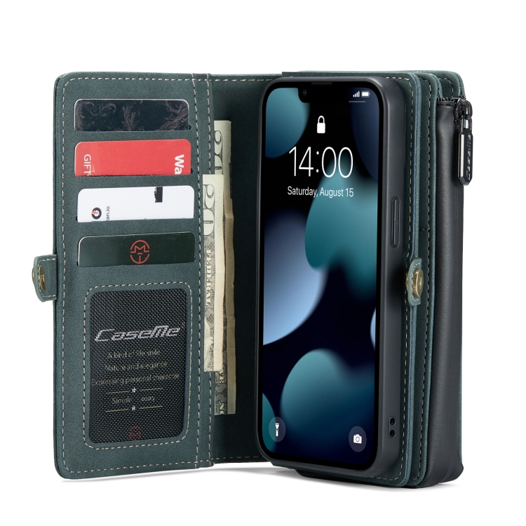 For iPhone 13 mini CaseMe-018 Detachable Multifunctional Horizontal Flip Leather Case with Card Slot & Holder & Zipper Wallet & Photo Frame (Blue) For iPhone 13 mini CaseMe-018 Detachable Multifunctional Horizontal Flip Leather Case with Card Slot & Holder & Zipper Wallet & Photo Frame (Blue)