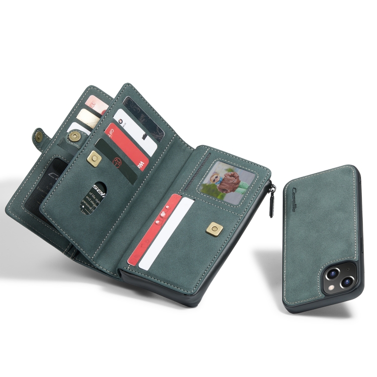 For iPhone 13 mini CaseMe-018 Detachable Multifunctional Horizontal Flip Leather Case with Card Slot & Holder & Zipper Wallet & Photo Frame (Blue) For iPhone 13 mini CaseMe-018 Detachable Multifunctional Horizontal Flip Leather Case with Card Slot & Holder & Zipper Wallet & Photo Frame (Blue)