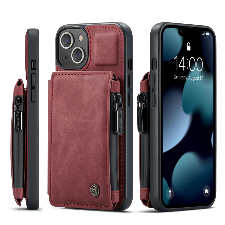 For iPhone 13 mini CaseMe C20 Multifunctional PC + TPU Protective Case with Holder & Card Slot & Wallet (Red) For iPhone 13 mini CaseMe C20 Multifunctional PC + TPU Protective Case with Holder & Card Slot & Wallet (Red)