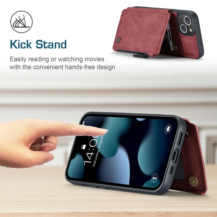 For iPhone 13 mini CaseMe C20 Multifunctional PC + TPU Protective Case with Holder & Card Slot & Wallet (Red) For iPhone 13 mini CaseMe C20 Multifunctional PC + TPU Protective Case with Holder & Card Slot & Wallet (Red)