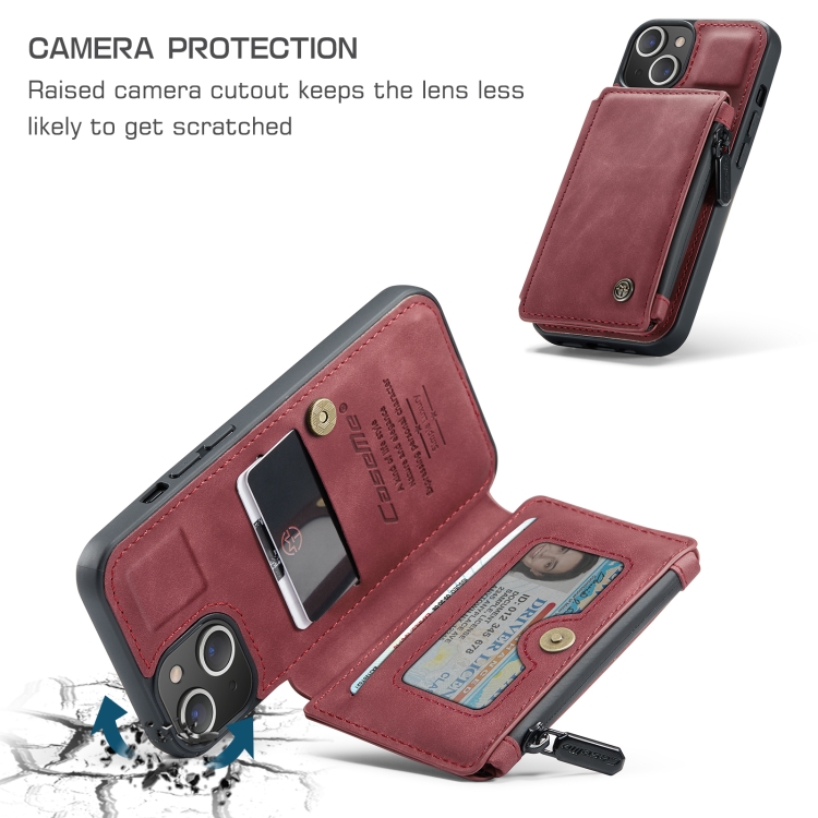 For iPhone 13 mini CaseMe C20 Multifunctional PC + TPU Protective Case with Holder & Card Slot & Wallet (Red) For iPhone 13 mini CaseMe C20 Multifunctional PC + TPU Protective Case with Holder & Card Slot & Wallet (Red)