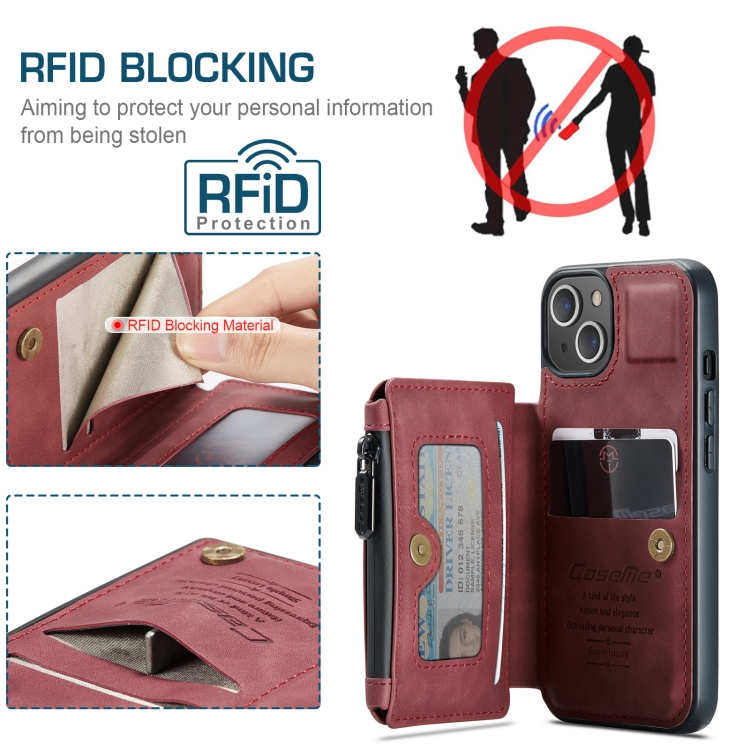For iPhone 13 mini CaseMe C20 Multifunctional PC + TPU Protective Case with Holder & Card Slot & Wallet (Red) For iPhone 13 mini CaseMe C20 Multifunctional PC + TPU Protective Case with Holder & Card Slot & Wallet (Red)