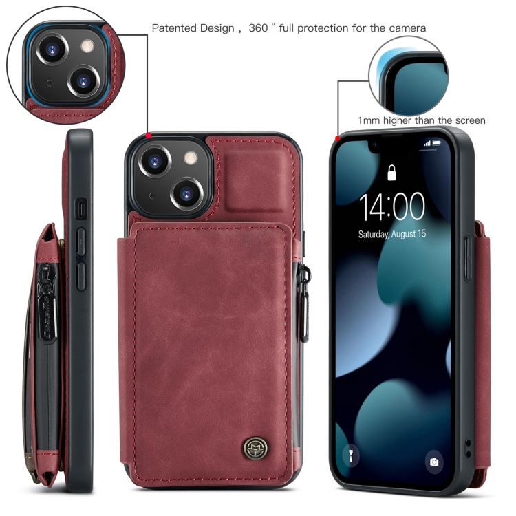 For iPhone 13 mini CaseMe C20 Multifunctional PC + TPU Protective Case with Holder & Card Slot & Wallet (Red) For iPhone 13 mini CaseMe C20 Multifunctional PC + TPU Protective Case with Holder & Card Slot & Wallet (Red)