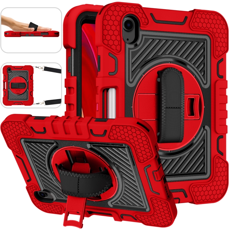 For iPad mini 2024 / mini 6 360 Degree Rotation Contrast Color Shockproof Silicone + PC Tablet Case with Holder & Hand Grip Strap & Shoulder Strap(Red+Black) For iPad mini 2024 / mini 6 360 Degree Rotation Contrast Color Shockproof Silicone + PC Tablet Case with Holder & Hand Grip Strap & Shoulder Strap(Red+Black)