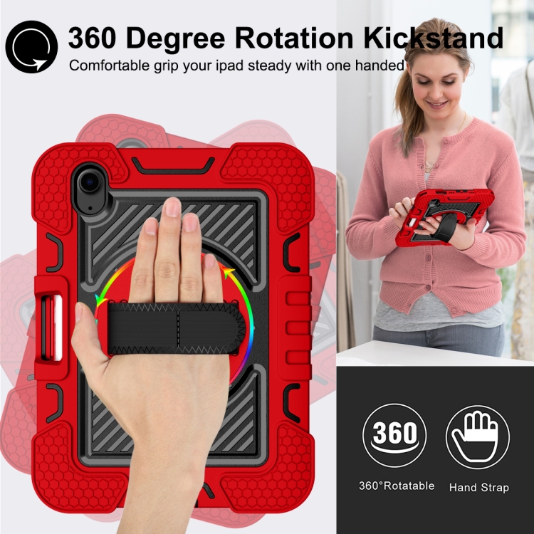 For iPad mini 2024 / mini 6 360 Degree Rotation Contrast Color Shockproof Silicone + PC Tablet Case with Holder & Hand Grip Strap & Shoulder Strap(Red+Black) For iPad mini 2024 / mini 6 360 Degree Rotation Contrast Color Shockproof Silicone + PC Tablet Case with Holder & Hand Grip Strap & Shoulder Strap(Red+Black)