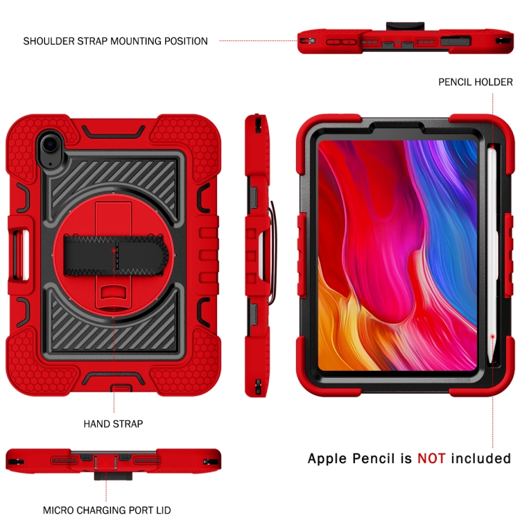 For iPad mini 2024 / mini 6 360 Degree Rotation Contrast Color Shockproof Silicone + PC Tablet Case with Holder & Hand Grip Strap & Shoulder Strap(Red+Black) For iPad mini 2024 / mini 6 360 Degree Rotation Contrast Color Shockproof Silicone + PC Tablet Case with Holder & Hand Grip Strap & Shoulder Strap(Red+Black)