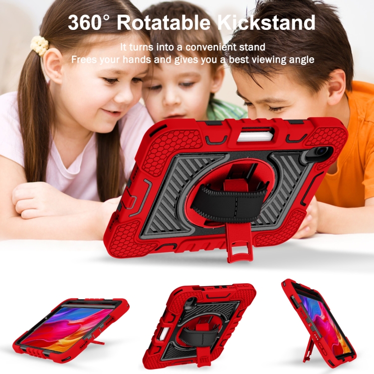For iPad mini 2024 / mini 6 360 Degree Rotation Contrast Color Shockproof Silicone + PC Tablet Case with Holder & Hand Grip Strap & Shoulder Strap(Red+Black) For iPad mini 2024 / mini 6 360 Degree Rotation Contrast Color Shockproof Silicone + PC Tablet Case with Holder & Hand Grip Strap & Shoulder Strap(Red+Black)