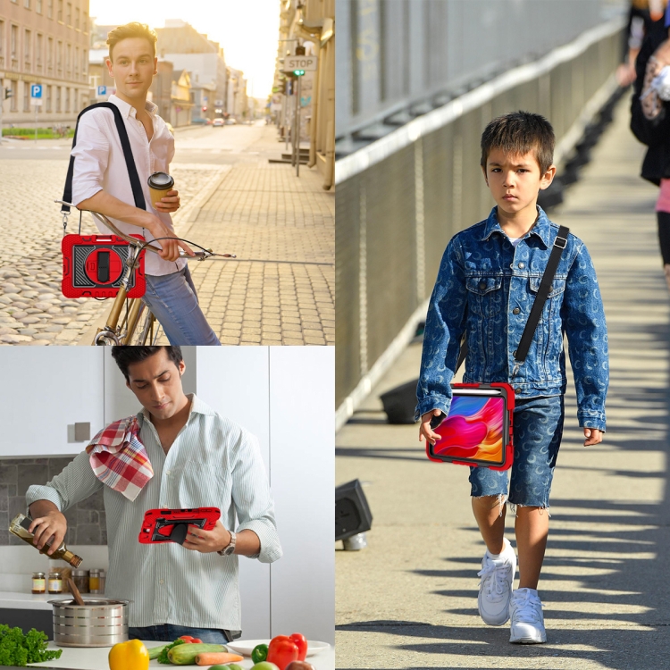 For iPad mini 2024 / mini 6 360 Degree Rotation Contrast Color Shockproof Silicone + PC Tablet Case with Holder & Hand Grip Strap & Shoulder Strap(Red+Black) For iPad mini 2024 / mini 6 360 Degree Rotation Contrast Color Shockproof Silicone + PC Tablet Case with Holder & Hand Grip Strap & Shoulder Strap(Red+Black)