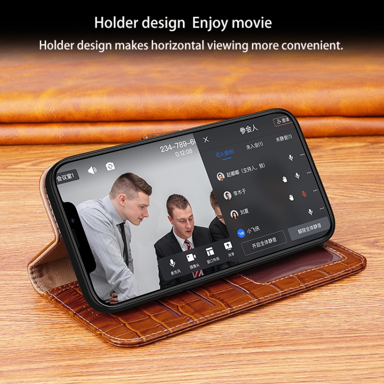 For iPhone 13 mini Crocodile Texture Horizontal Flip Top Layer Cowhide Leather Case with Holder & Card Slots & Wallet & Photo Frame (Black) For iPhone 13 mini Crocodile Texture Horizontal Flip Top Layer Cowhide Leather Case with Holder & Card Slots & Wallet & Photo Frame (Black)