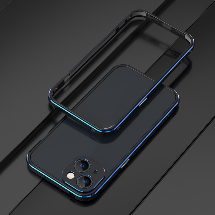 For iPhone 13 mini Aurora Series Lens Protector + Metal Frame Protective Case (Black Blue) For iPhone 13 mini Aurora Series Lens Protector + Metal Frame Protective Case (Black Blue)