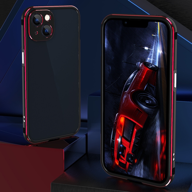 For iPhone 13 mini Aurora Series Lens Protector + Metal Frame Protective Case (Black Blue) For iPhone 13 mini Aurora Series Lens Protector + Metal Frame Protective Case (Black Blue)