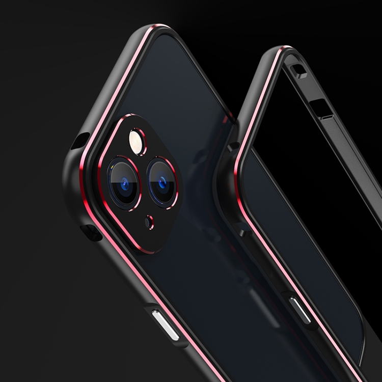 For iPhone 13 mini Aurora Series Lens Protector + Metal Frame Protective Case (Black Blue) For iPhone 13 mini Aurora Series Lens Protector + Metal Frame Protective Case (Black Blue)