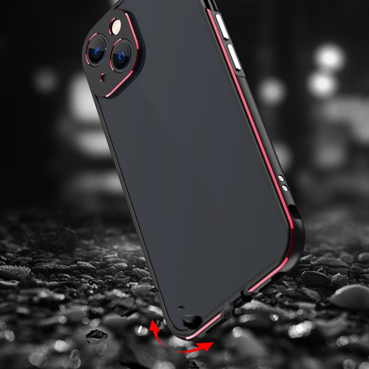 For iPhone 13 mini Aurora Series Lens Protector + Metal Frame Protective Case (Black Blue) For iPhone 13 mini Aurora Series Lens Protector + Metal Frame Protective Case (Black Blue)