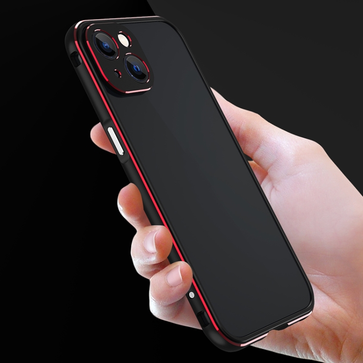 For iPhone 13 mini Aurora Series Lens Protector + Metal Frame Protective Case (Black Blue) For iPhone 13 mini Aurora Series Lens Protector + Metal Frame Protective Case (Black Blue)