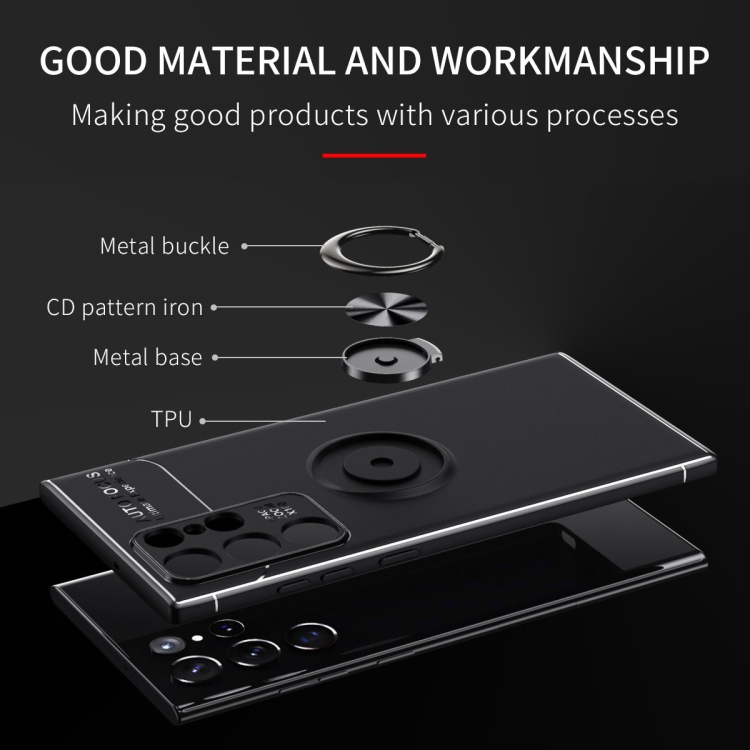 For Samaung Galaxy S22 Ultra 5G Metal Ring Holder 360 Degree Rotating TPU Case(Black+Red) For Samaung Galaxy S22 Ultra 5G Metal Ring Holder 360 Degree Rotating TPU Case(Black+Red)