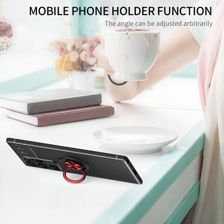 For Samaung Galaxy S22 Ultra 5G Metal Ring Holder 360 Degree Rotating TPU Case(Black+Red) For Samaung Galaxy S22 Ultra 5G Metal Ring Holder 360 Degree Rotating TPU Case(Black+Red)
