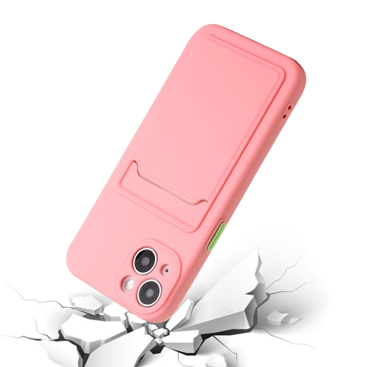 For iPhone 13 mini Card Slot Design Shockproof TPU Protective Case (Pink) For iPhone 13 mini Card Slot Design Shockproof TPU Protective Case (Pink)