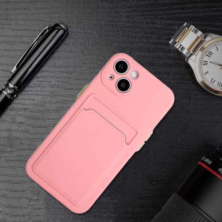 For iPhone 13 mini Card Slot Design Shockproof TPU Protective Case (Pink) For iPhone 13 mini Card Slot Design Shockproof TPU Protective Case (Pink)